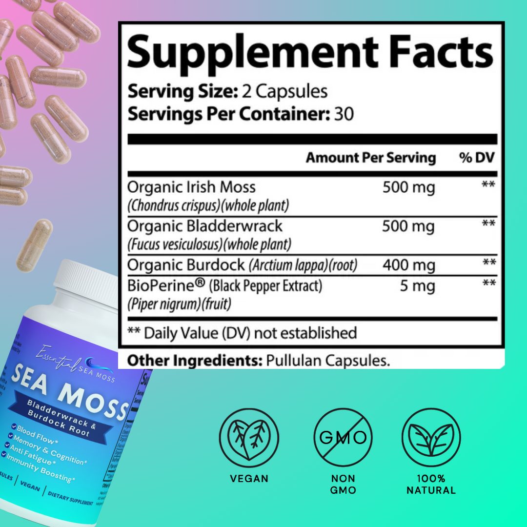 Sea Moss Bladderwrack & Burdock Capsules