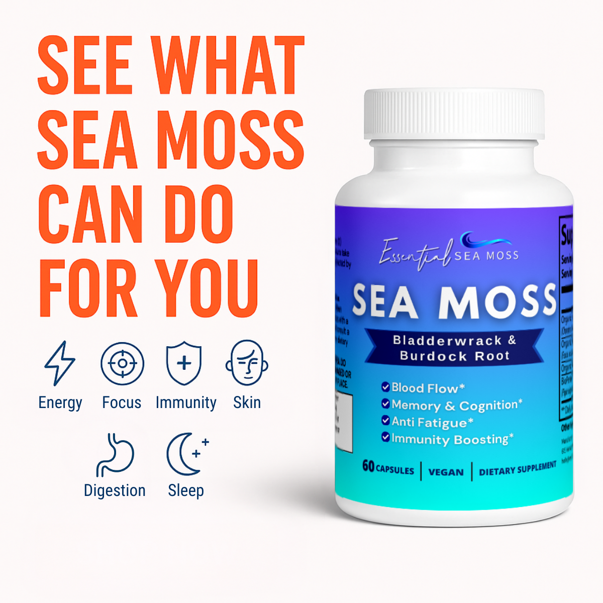 Sea Moss Bladderwrack & Burdock Capsules
