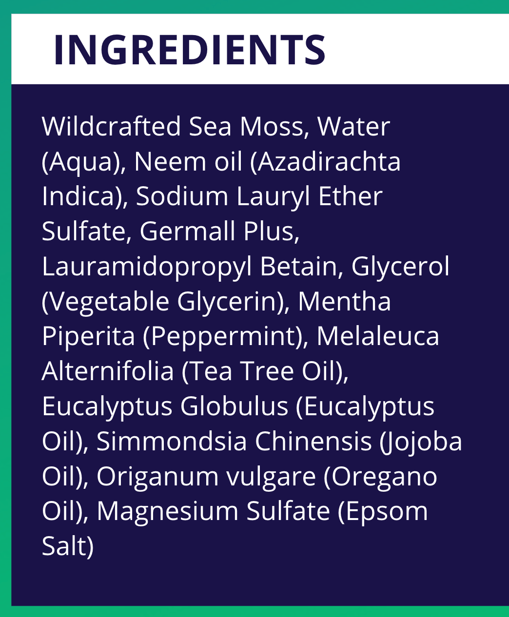 Sea Moss Body Wash Infused with Tea Tree & Neem